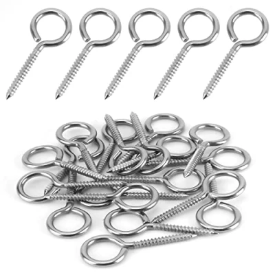 Afbeelding van Belle Vous 20 Pak Roestvrij Stalen Ooghaak Schroeven Zware Kwaliteit M4 5,3 cm Metalen Zelftappende Ring Ooghaken voor Hangmatten, Yoga Banden, Schommelstoelen Binnen/Buitengebruik