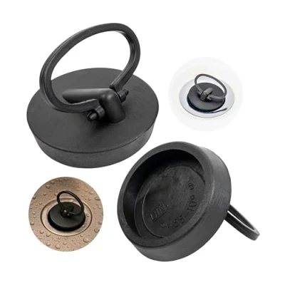Afbeelding van Universele stop, 2 stuks, in zwart, Ø 46 tot 43 mm bovenkant aan onderkant, pvc afvoerstop voor 1 3/4 inch ventielbovenstukken, afvoerstop, wastafel, wastafelstop, badkuipstop