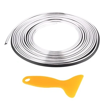 Afbeelding van Decoratieve auto interieurdecoratie, sierlijsten, interieur, strips, deur, dashboard, luchtventilator, flexibele decor lijn default zilver