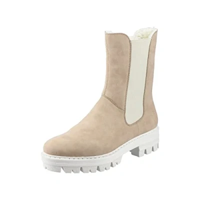 Afbeelding van Rieker Dames 76190 modieuze laarzen, beige, 37 EU