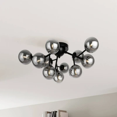 Afbeelding van Maytoni plafondlamp Dallas, zwart/rookgrijs 12 lamps glas