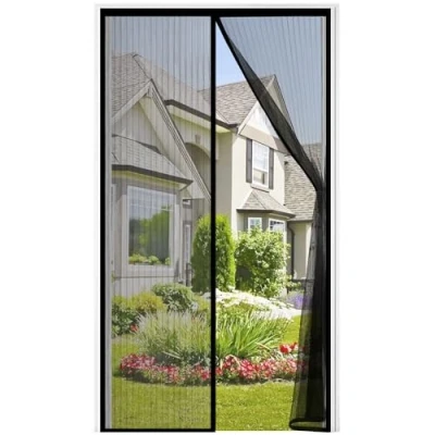 Afbeelding van Auxmir magneet vliegenhordeur 90x220cm insectenwering balkondeur vliegengordijn voor balkondeur, eenvoudige lijmmontage zonder boren, zwart