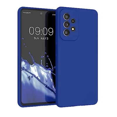 Afbeelding van kwmobile telefoonhoesje geschikt voor Samsung Galaxy A53 5G Hoesje met siliconen coating Smartphone case in Baltisch blauw