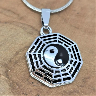 Afbeelding van hanger rvs Yin Yang in web symbool voor: balans, harmonie, dynamiek en verbondenheid.