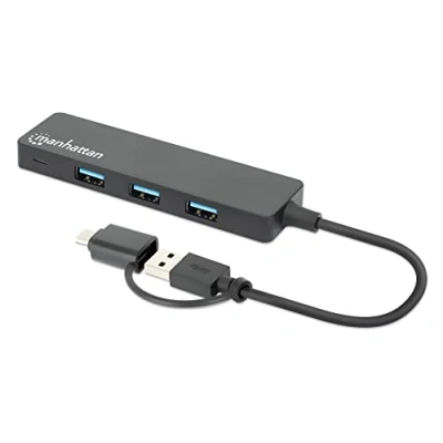 Afbeelding van MANHATTAN 180863 Hub USB 3.2 Gen1 4 poorten Combo A en C™ zwart