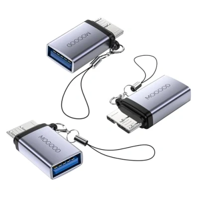 Afbeelding van MOGOOD Micro B Male naar USB Female Adapter, USB3.0 Female, Data Adapter Korte Converter voor Computers, Laptops, Externe Harde Schijven (3 Pack)