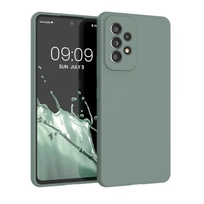 Afbeelding van kwmobile telefoonhoesje geschikt voor Samsung Galaxy A53 5G Hoesje met siliconen coating Smartphone case in Regenwashed groen