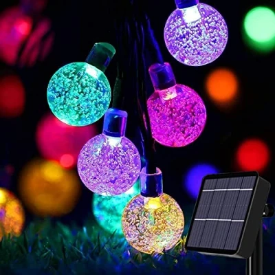 Afbeelding van Solar String Lights Outdoor 24Ft 50 LED Tuin Waterdichte Crystal Globe Indoor/Outdoor Fairy Lights, Decoratieve Verlichting voor Thuis, Tuin, Feest, Kerstmis, Festival (Kleurrijk)