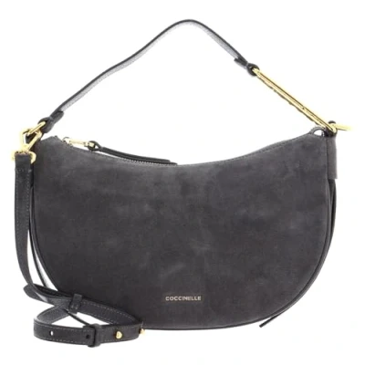 Afbeelding van Coccinelle Leren Schoudertas Priscilla Su. Dr Handbag Grained Leather Ardesia Donkergrijs