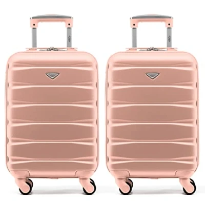 Afbeelding van Flight Knight Kofferset, 2 lichte koffers, harde buitenkant en 4 wielen, ABS materiaal, voor meer dan 100 luchtvaartmaatschappijen inclusief British Airways, Ryanair easyJet, gratis handbagage,