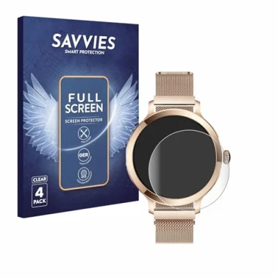Afbeelding van Savvies Screenprotector voor Bekomiya Smartwatch 1.1&quot; Folie Beschermfolie transparant volledig dekking (4 Stuks)