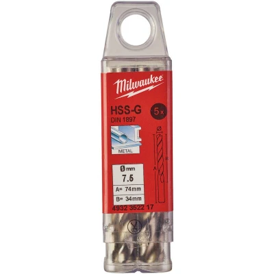 Afbeelding van Metaalboor Hss G Kort 7,5 X 74 Mm (10 Stuks)