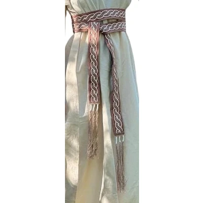 Afbeelding van Leonardo Carbone® Unisex Vikingriem Elina herenriem, middeleeuwse kleding heren, riem dames, LARP kleding, carnaval, cosplay, hobbit kostuum 100% katoen, bruin, 235 cm
