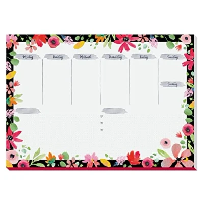 Afbeelding van Sigel Flower Love JS100 Bureau onderlegger Weekplanner Pink, Roze, Groen, Zwart, Bloemen (b x h) 42 cm 29.7
