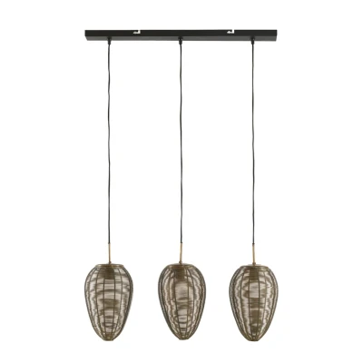 Afbeelding van Light &amp; Living Yaelle hanglamp 3L 80x20x33 cm antiek brons/mat zwart Metaal