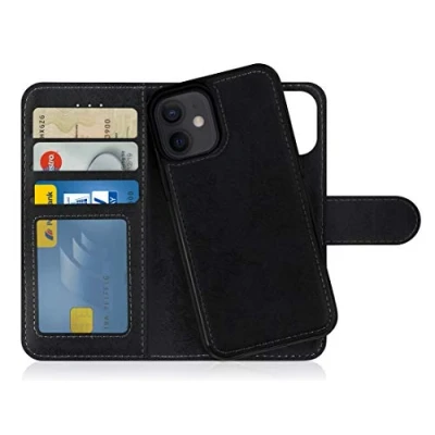 Afbeelding van MyGadget Flip Case Mobiele Telefoon Cover voor iPhone 12 Mini Magnetische Gemaakt van Synthetisch Leer Kaarthouder Beschermhoes Portemonnee Zwart