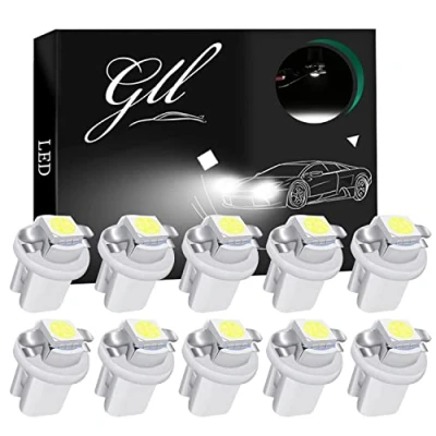 Afbeelding van GLL 10pcs T5 LED Lampen B8.5 Dashboard Bollen 5050 1SMD voor Auto Interieur Snelheidsmeter Meter Cluster Licht Wit