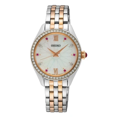 Afbeelding van Seiko SUR542P1 Horloge zilver en rose parelmoer Hardlexglas 29 mm