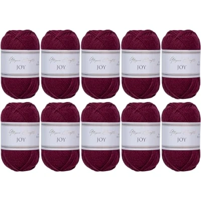 Afbeelding van Utopia Crafts JOY Uni brei en haakgaren, zacht, onderhoudsvriendelijk, 100% polyacryl, bol van 10 x 50 g, 150 m (donkerpaars)