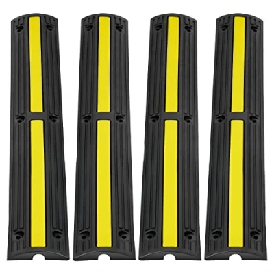 Afbeelding van VEVOR 4 Stuks Elektrische Draadafdekking Kabelbeschermer Met 1 Kanaal Rubberen Beschermende Draad Koord Oprit 100x15x3,1cm voor Netsnoeren Netwerkkabels te Beschermen in Openbare Plaatsen