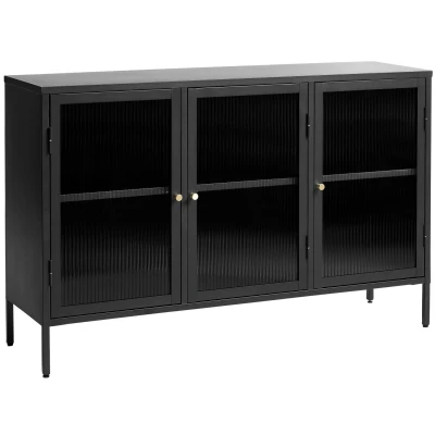 Afbeelding van Hygge Interiors Bronco Dressoir Glazen Deuren Zwart