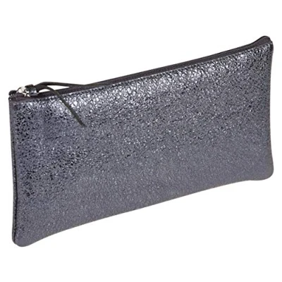 Afbeelding van Clairefontaine 410014C een plat etui Céleste 11 x 22 cm van echt lamsvachtleer met speciale effecten, Lazer blauw Platte hoes bleu