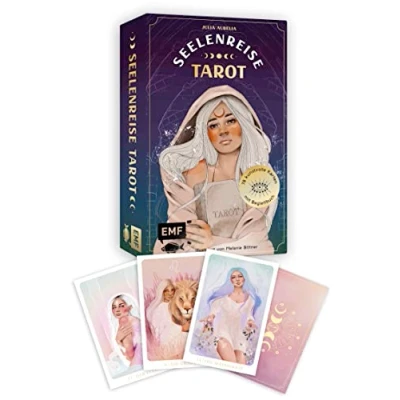 Afbeelding van Tarot Kartenset: Seelenreise Tarot: 78 kunstvoll illustrierte Karten mit Goldrand und Begleitbuch