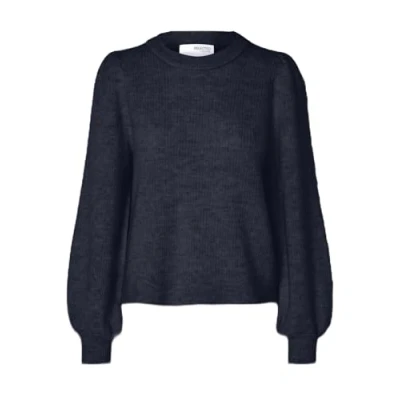 Afbeelding van Selected Femme Slflulu Oneck NOOS Trui, Dames, Maat: 40, Dark sapphire