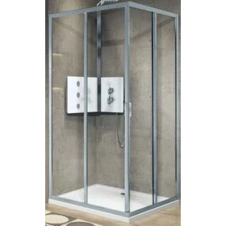 Afbeelding van NOVELLINI LUNES 2.0A DOUCHECABINE RECHTHOEKIG HOEKINSTAP SCHUIFDEUR 1950 X 960MM (HXB) PROFIEL CHROOM 4MM GLAS HELDER LUNA96 1K