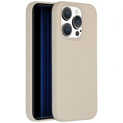 Afbeelding van Apple iPhone 15 Pro Hoesje Siliconen en TPU (zacht) Accezz Softcase/Backcover Beige Telefoonhoesje