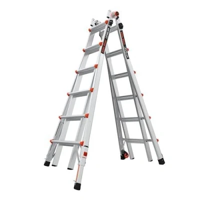 Afbeelding van Leveler Aluminium Articulated Extendable Ladder met Ratchet Niveaus (M26 4x6 Steps)
