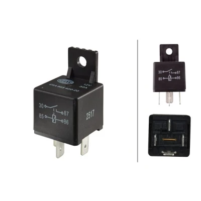 Afbeelding van Hella 4RA 965 400 001 minirelais, werkstroomrelais, 12 V, 4 polig, spoelweerstand: 90 ohm, houder: ja