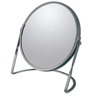Afbeelding van Make up spiegel Cannes 5x zoom metaal 18 x 20 cm donkergrijs dubbelzijdig