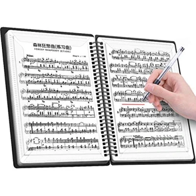 Afbeelding van A4 60Pages Muziek Bestandsmap Wijzigen Piano Score Mark Clef Sheet, Opslag Documenten Houder Bag, Lege Plastic Concert Koor Map