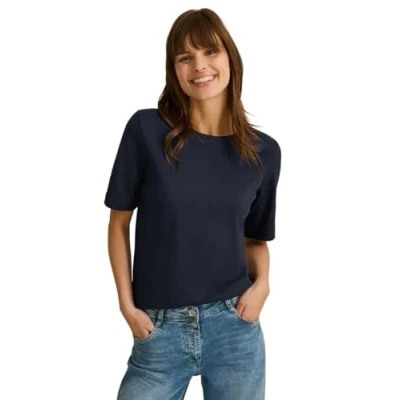 Afbeelding van Cecil Tshirt basic, Dames, Maat: Large, Blau