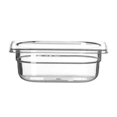 Afbeelding van HENDI Gastronorm container, voedsel opslag temperatuurbestendig van 40 tot 110C, vaatwasserbestendig, geur en smaakloos, 0.6L, polycarbonaat, GN 1/9, 176x108x(H)65mm, transparant