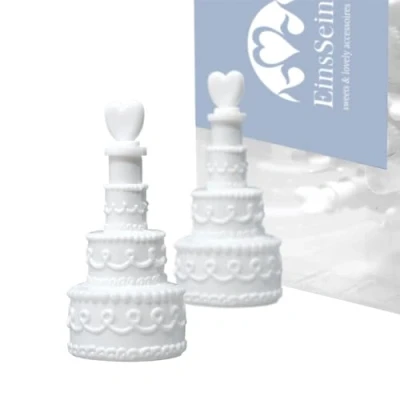 Afbeelding van EinsSein 48x bellenblaas bruiloft Bruidstaart Box wit hartvormig hartjes bellen blaas huwelijk met hart handvat wedding bubbles bruiloften buisjes zijn vloeistof gastgeschenk gastgeschenke