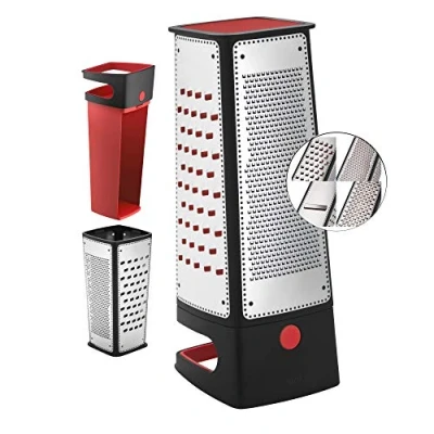 Afbeelding van Silit Vierkante rasp met verzamelcontainer 29,5 x 11 cm 4 raspen oppervlakken roestvrij staal kunststof aardappelrasp komkommer snijmachine