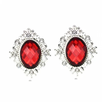 Afbeelding van Clip Oorbellen Rood zilverkleur geen gaatje Charme Bijoux