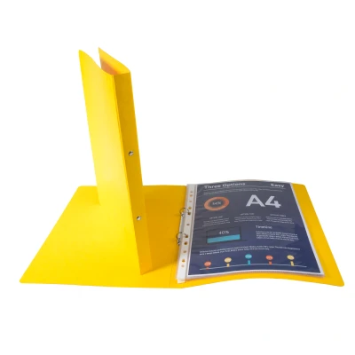 Afbeelding van Exacompta ringmap in glanskarton, ft A4, 2 ringen van 1,5 cm, geel 10 stuks