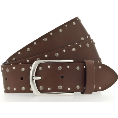 Afbeelding van MUSTANG Leren Riem Rivet Leather Belt W100 Baileys Bruine