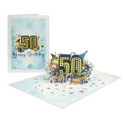 Afbeelding van Wenskaart Kiriori 3D Happy Birthday 50 Jaar met Envelop