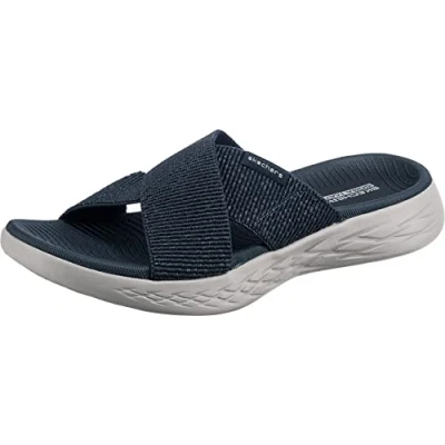 Afbeelding van Skechers Dames go 600 glinsterende Slide Sandaal, Navy textiel, 37 EU