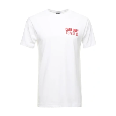 Afbeelding van Mister Tee CASH ONLY Tshirt print, Heren, Maat: Medium, White