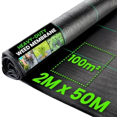 Afbeelding van Anti onkruid Worteldoek Gronddoek Doek voor Onkruidbestrijding Onkruiddoek Tuinvlies Dikke Kwaliteit 2M x 50M
