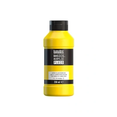 Afbeelding van Liquitex 8870433 Basics Fluid acrylverf met vloeiende consistentie, sneldrogend, lichtecht, waterbestendig, op waterbasis, fles van 250 ml, cadmiumgeel, medium kleur