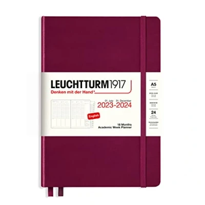 Afbeelding van LEUCHTTURM1917 367553 Academische weekplanner medium (A5) 2024, 18 maanden, portrood, Engels
