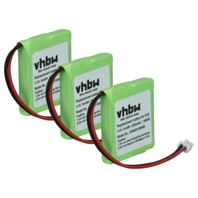 Afbeelding van vhbw 3 x accu compatibel met Siemens Gigaset E455, E455 Sim, E450 E40, E450, E45 draadloze vaste telefoon (650mAh, 2,4V, NiMH)