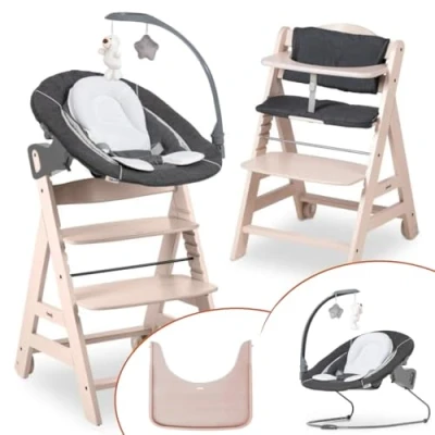 Afbeelding van hauck Beta Plus Newborn Deluxe Kinderstoel met babywip, babyschommel, zitkussen en dienblad, wit