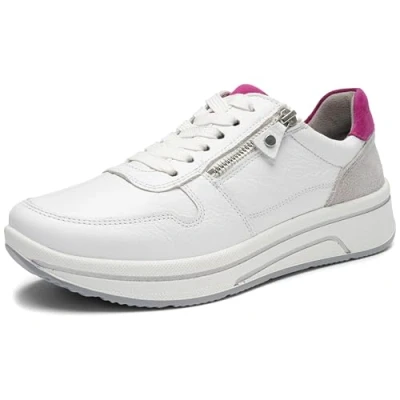 Afbeelding van ARA Sapporo Sneakers voor dames, wit, roze, Pebble, 37,5 EU breed, Wit Pink 37.5 Breed